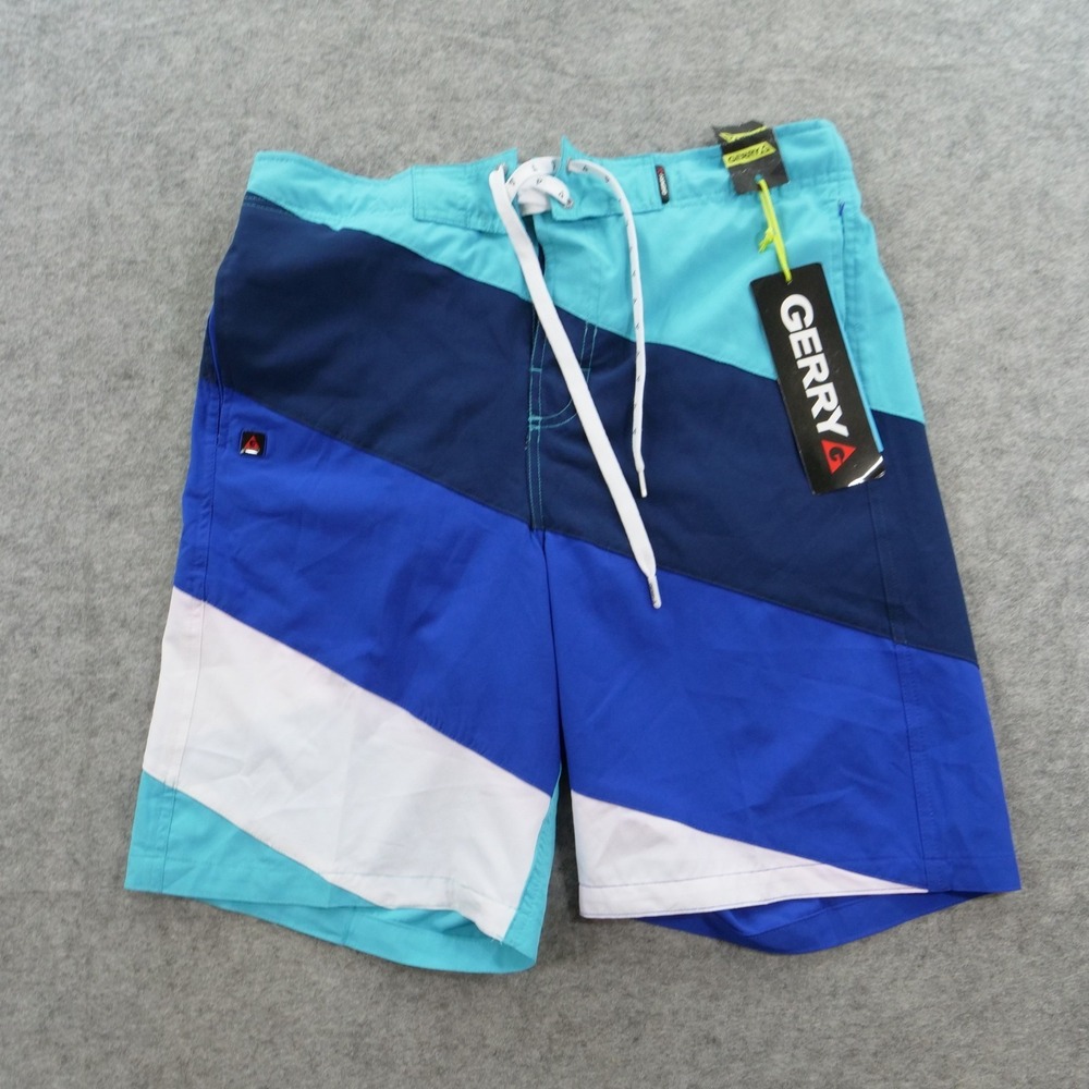 Gerry Shorts Mens Medium Blue Swim Surf Trunks Lined Drawstring New